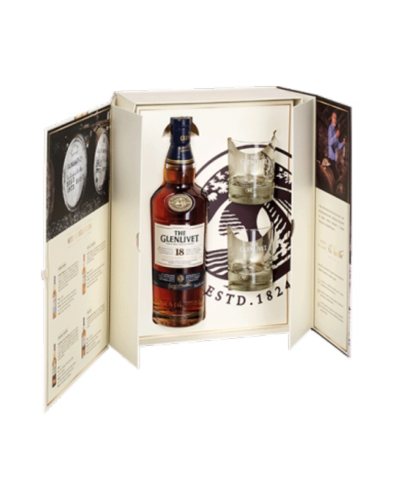 Coffret The Glenlivet 18 Jahre + 2 Gläser 70cl 40%