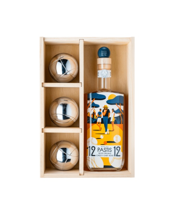 Pastis Coffret Pastis 12/12 Édition Pétanque + 3 Boules De Pétanque 70cl 45%