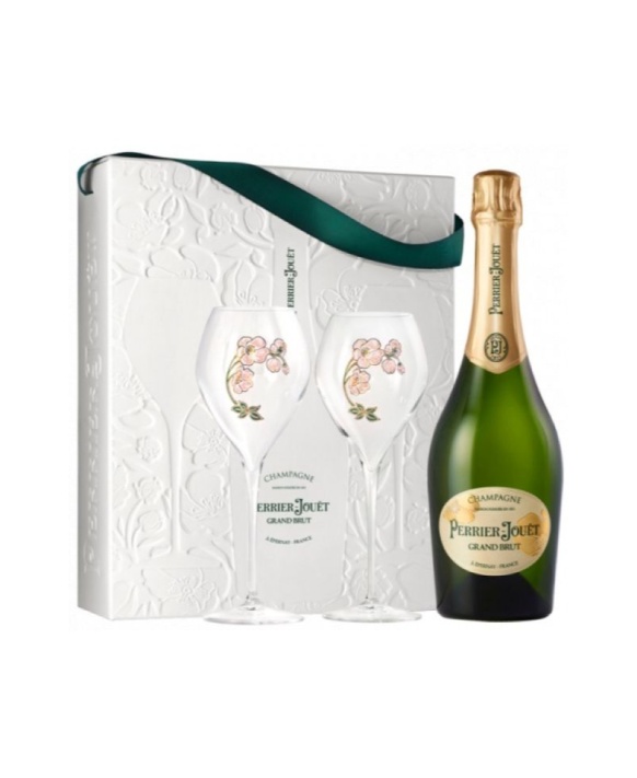 Coffret Perrier-Jouët Grand Brut Green Box + 2 flutes 75cl 12%