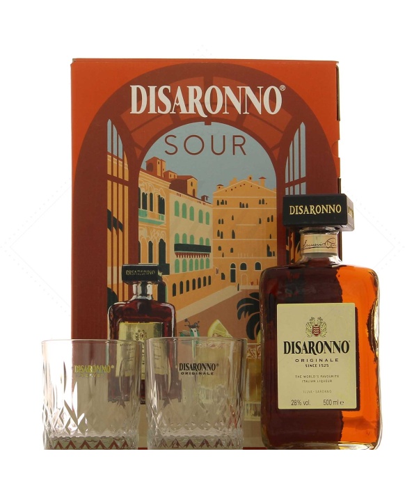 Amaretto Disaronnno Box mit 2 Gläsern 50cl 28%