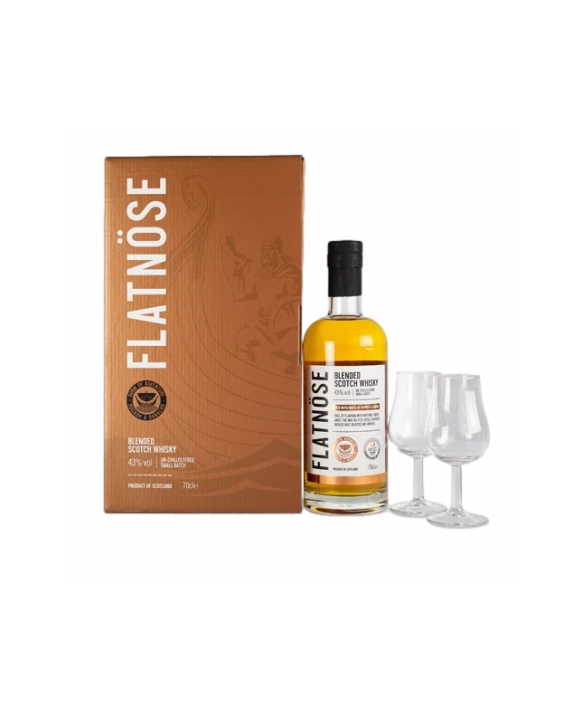 Flatnöse Blend Whisky Box Set mit 2 Gläsern 70cl 43%