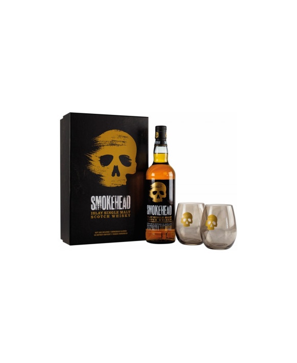 Smokehead Whisky Box Set mit 2 Gläsern 70cl 43%