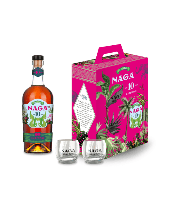 Coffret Rhum Naga Édition Siam Coffret 2 Verres 70cl 40%