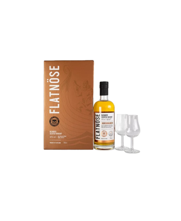 Flatnöse Blend Box mit 2 Gläsern 70cl 43%