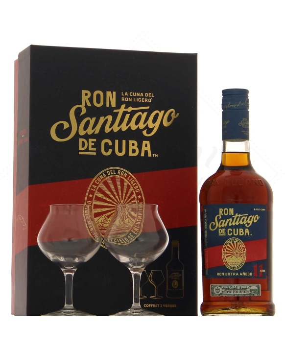 Santiago De Cuba 11 Ans Coffret 2 Verres 70cl 40%