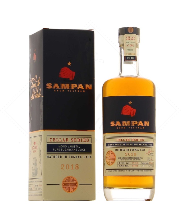 Sampan Cellar Series 2018 – Alter Rum, gereift in Ex-Cognac-Fässern 2018 70cl 47%