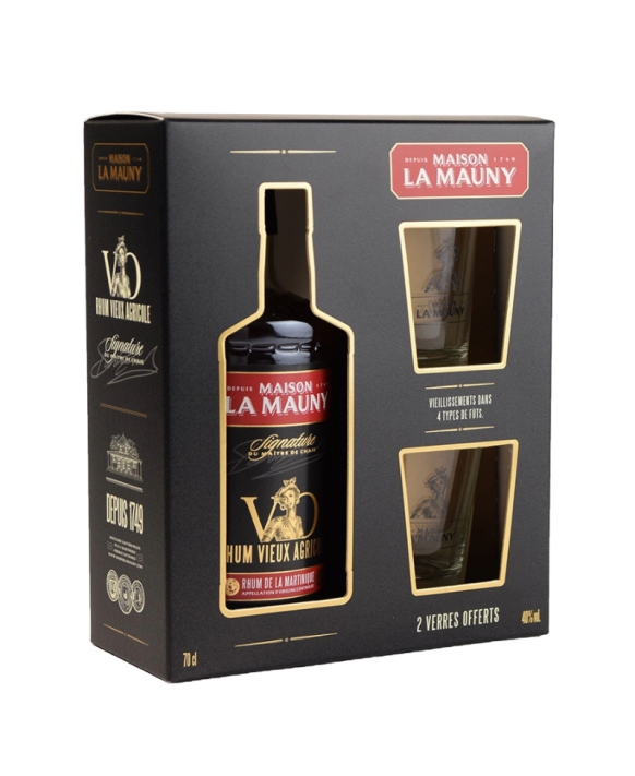 Rhum Maison La Mauny VO Coffret + 2 verres 70cl 40%