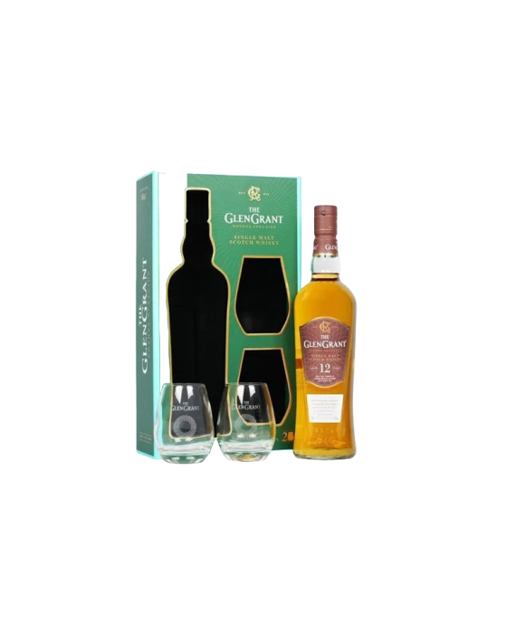 The Glen Grant - Single Malt Scotch Whisky - Speyside 12 ans Coffret + 2 verres 70cl 43%