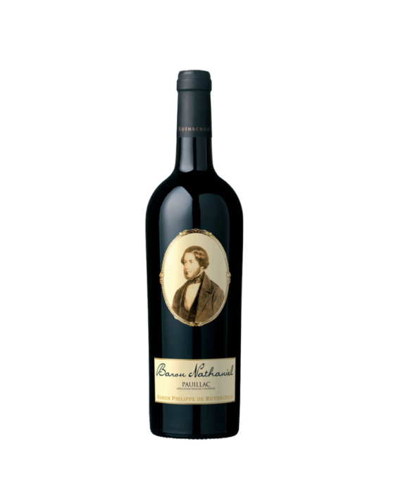 Wein Baron Philippe de Rothschild Baron Nathaniel Holzkiste mit 3 Flaschen AOC Pauillac 2019 75cl