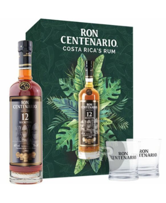 Centenario Rum Box 12 Box mit 2 Gläsern 70cl 40%